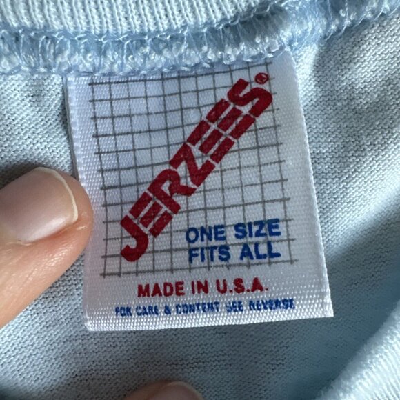 Vintage Jerzees Blank Baby Blue Shirt One Size Fits All Big Tall Single Stitch - Picture 2 of 7